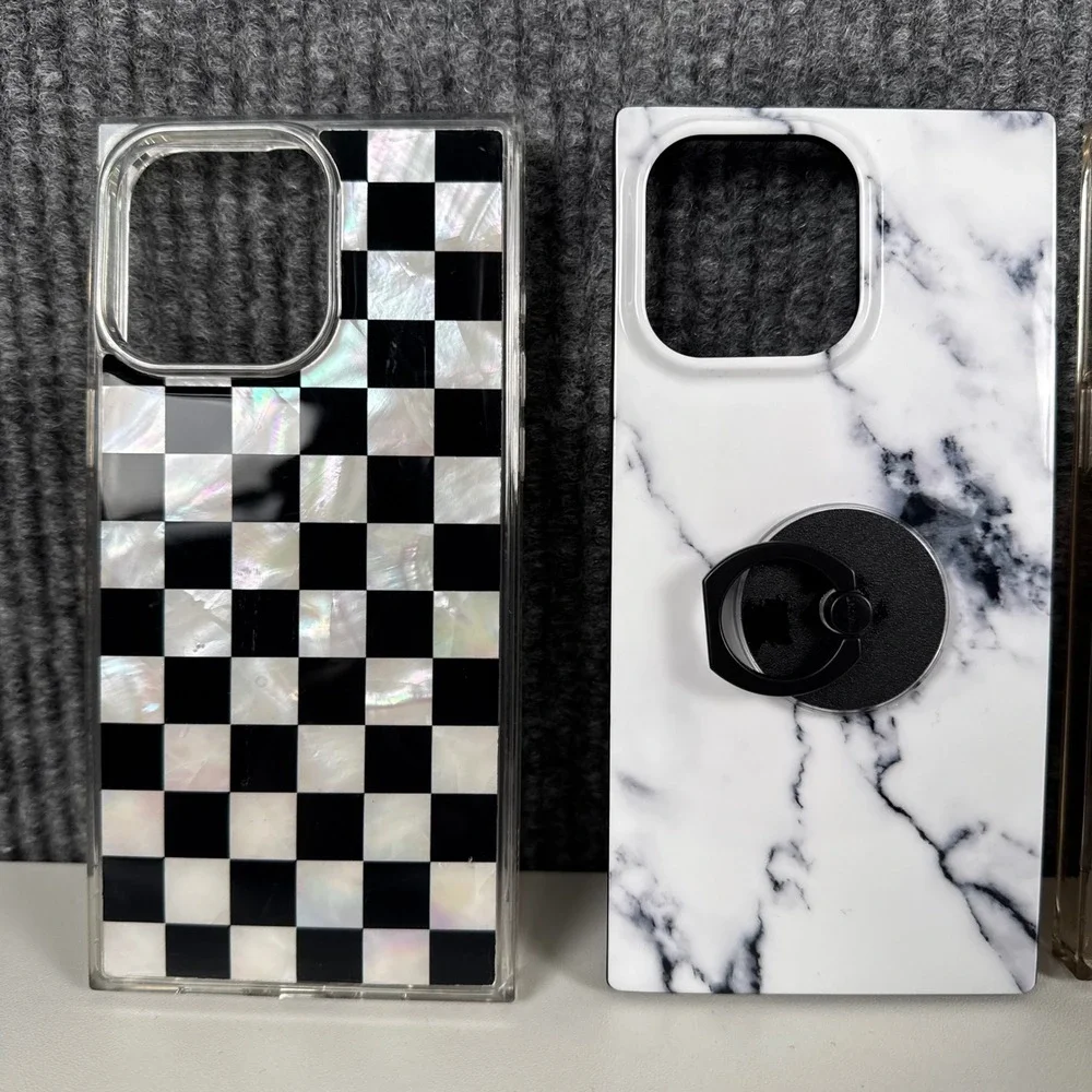 Flaunt Square iPhone Case Bundle Marble Tortoise‎ Checkered 3 Pack 16 Pro +F14Q